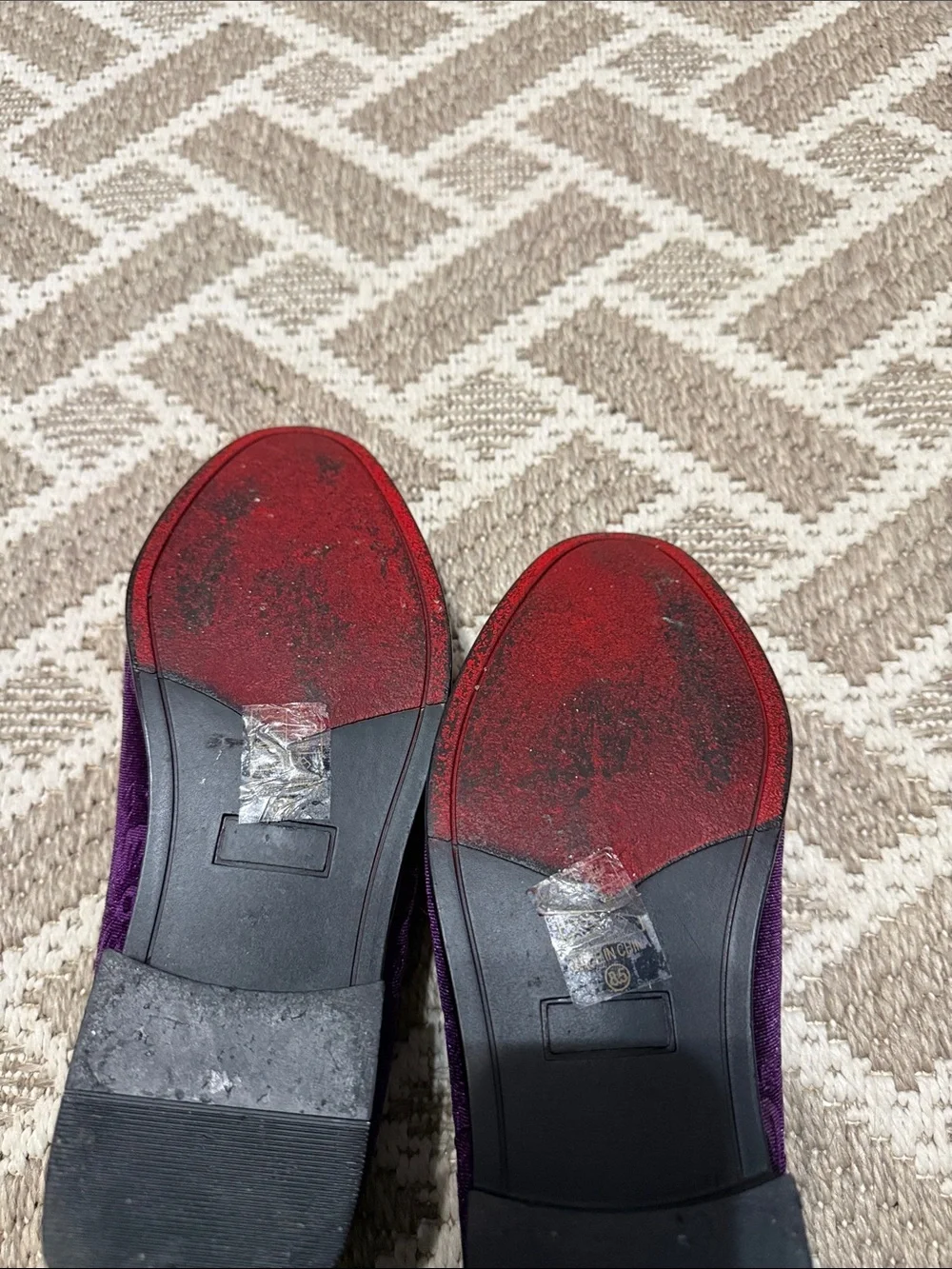Purple Velvet Floral Slip-On Men's Dress Loafers